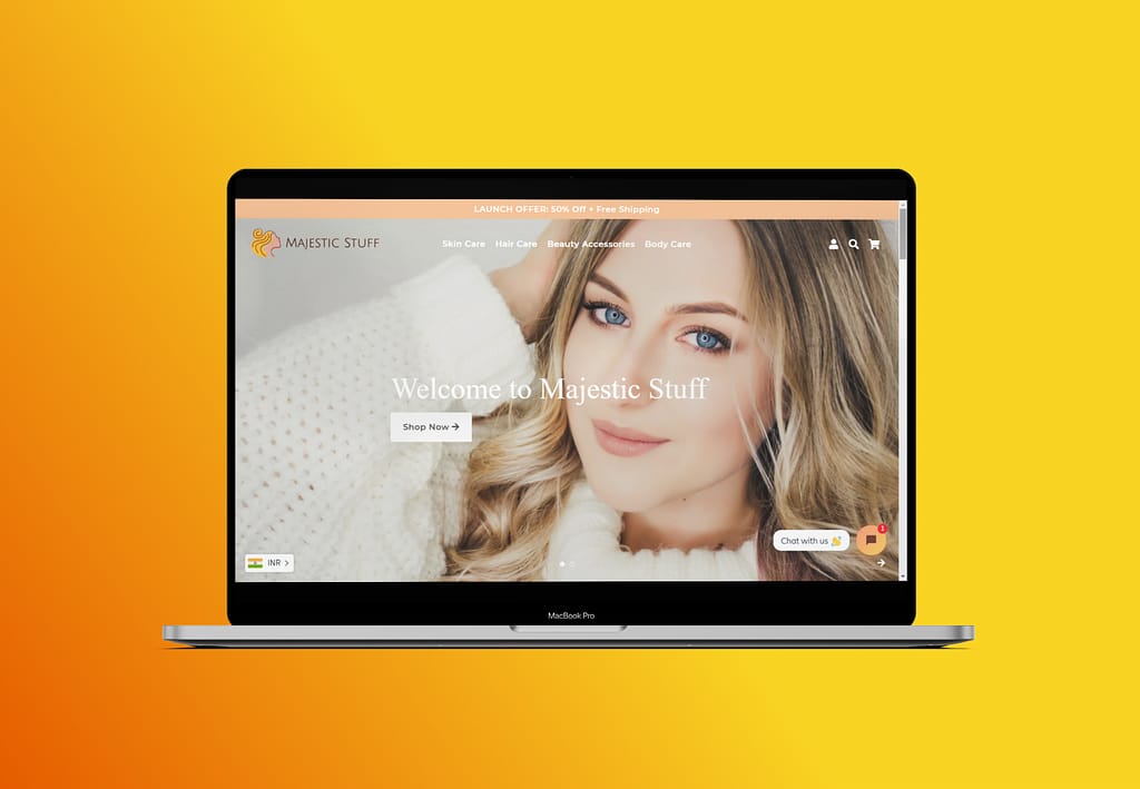 Majestic Stuff website mockup